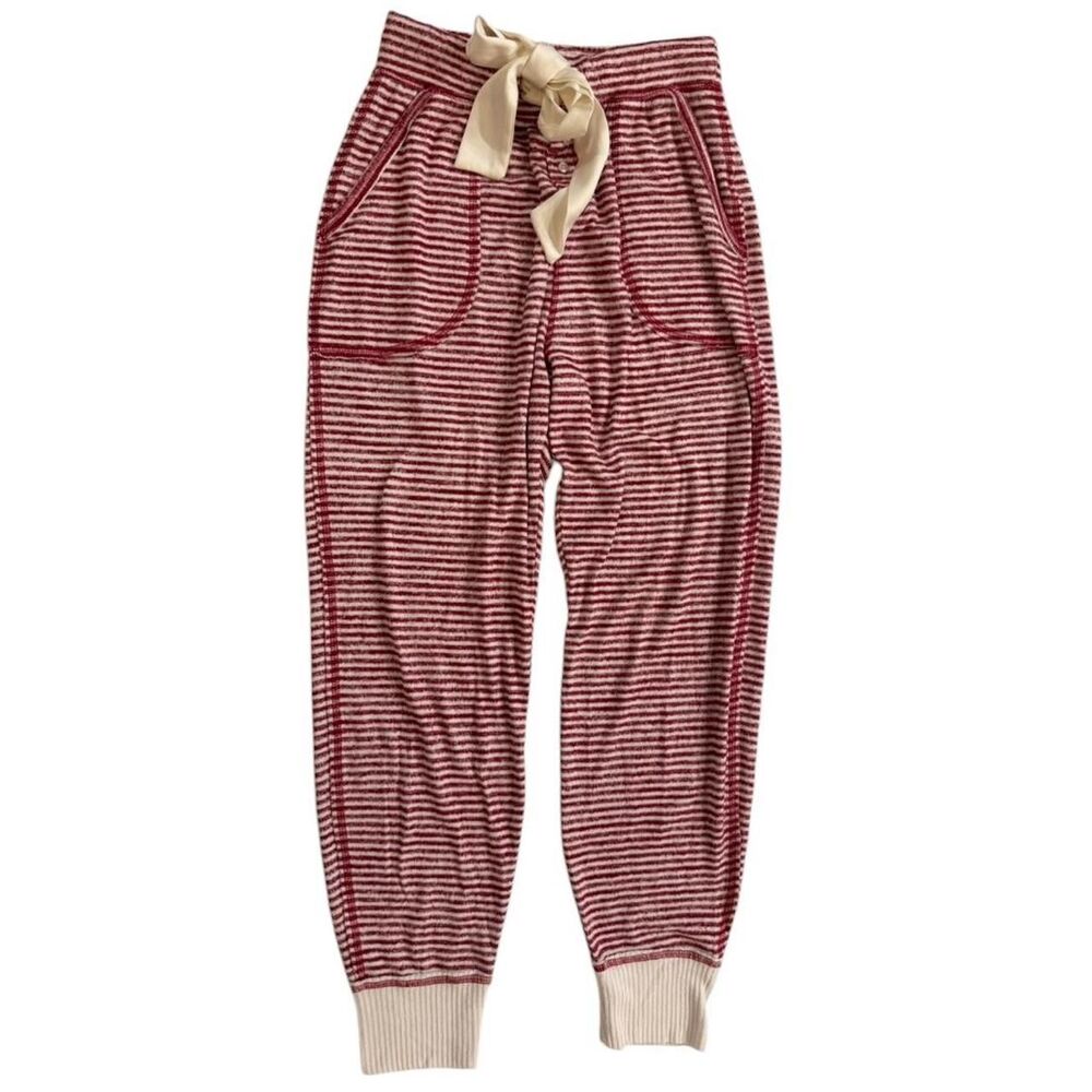 Abercrombie & Fitch red striped pajama joggers with tie waist